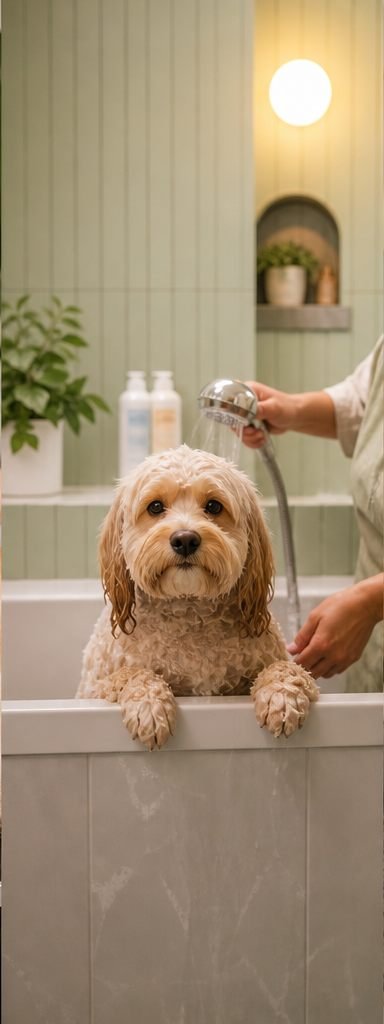 Calm pet spa bathing service