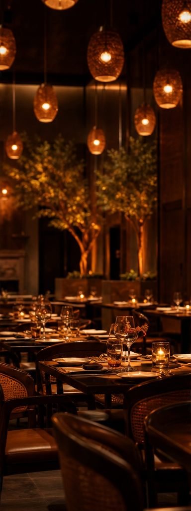 Warm atmospheric restaurant dining room